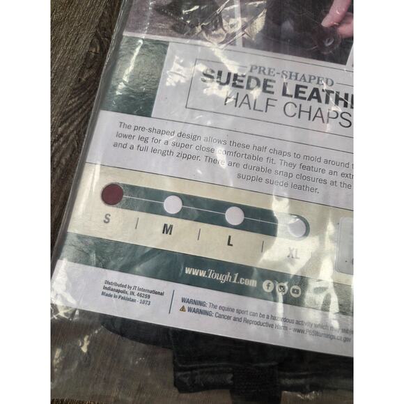 Tough 1 Equiroyal English Riding Half Chaps - Black Suede Leather - size S NEW - Picture 5 of 6